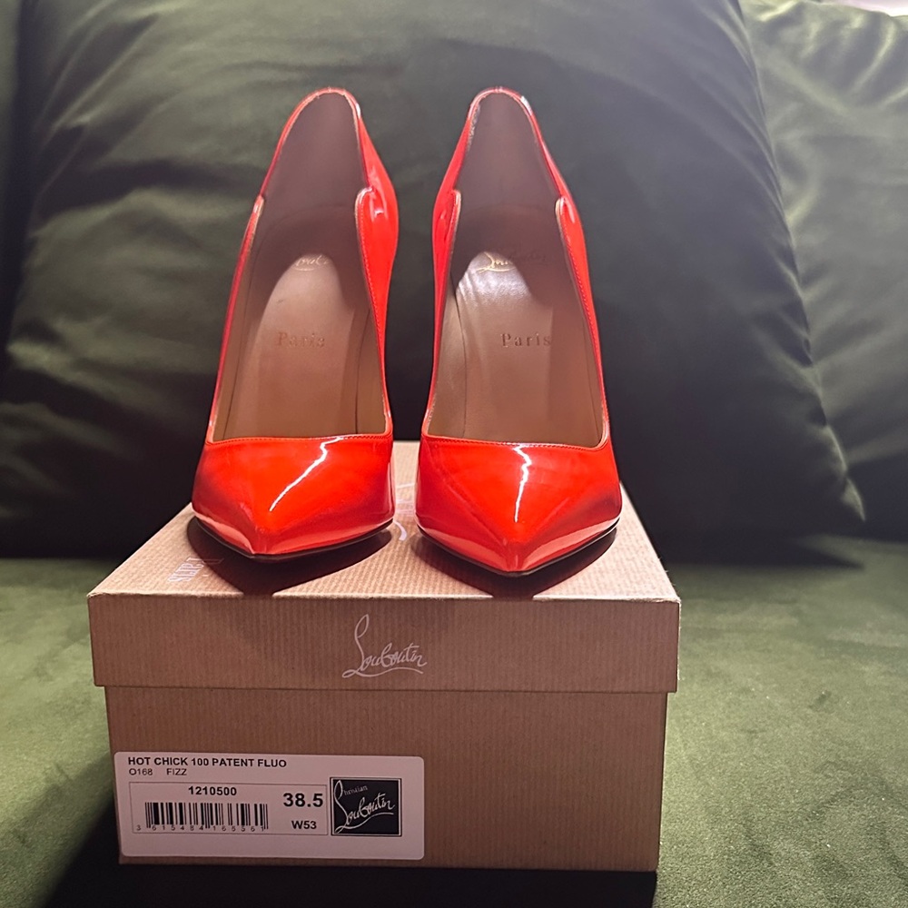 Christian Louboutin Fluorescent Red Patent Heels
